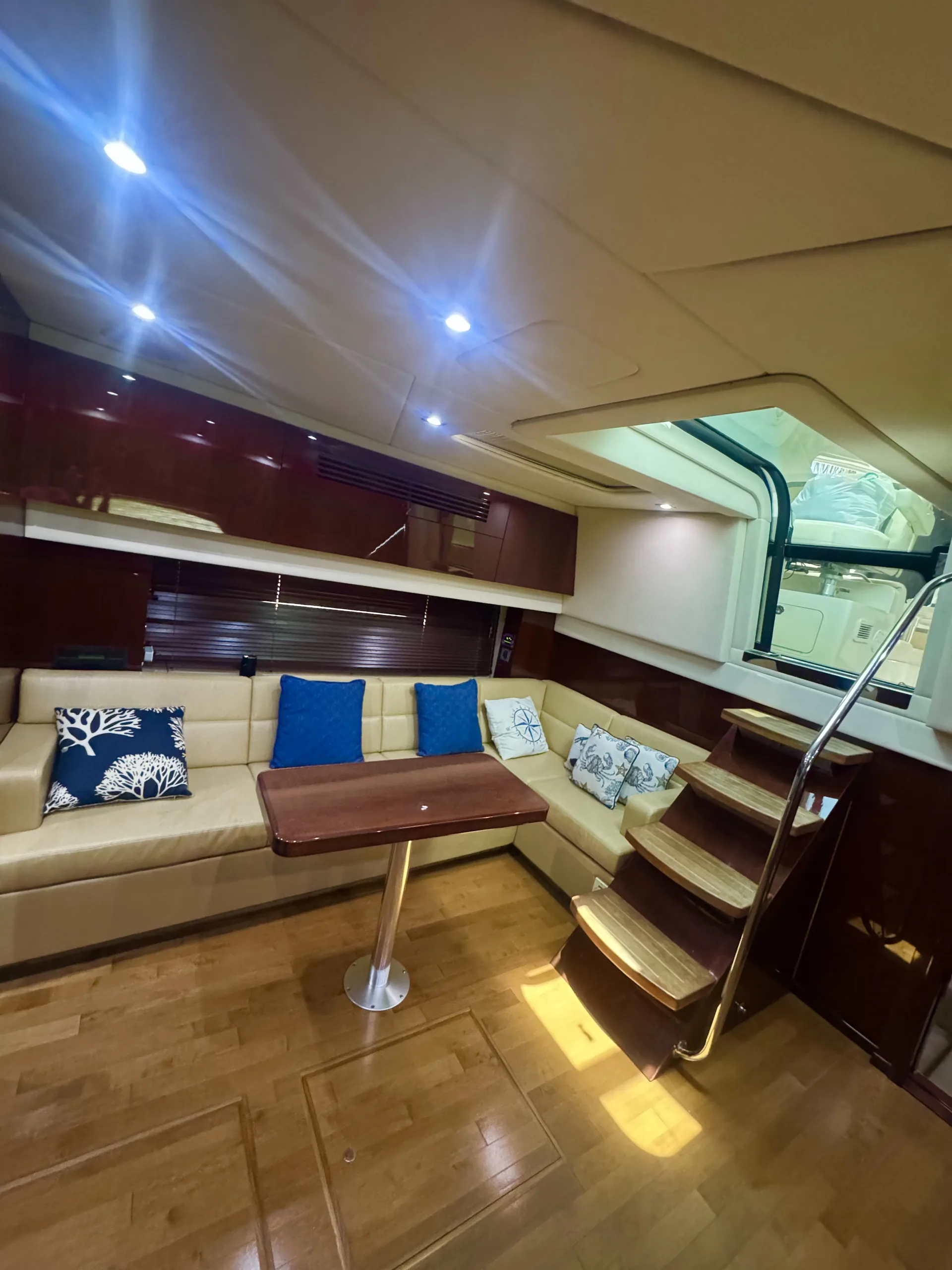 Salon settee and companionway steps